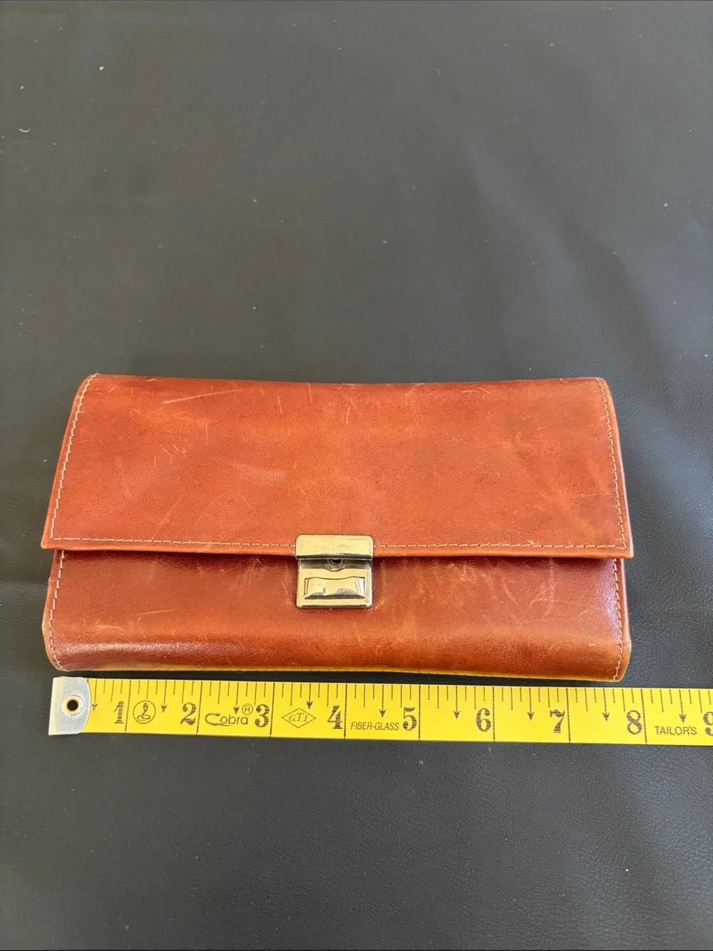 Mavik Italian Leather Cognac Brown Accordion Wallet Clutch
